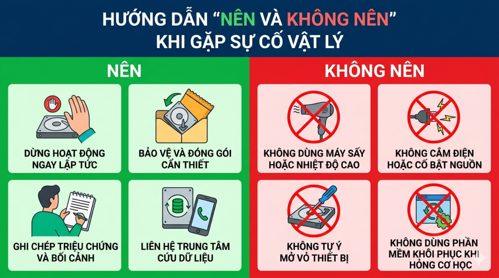 Hướng dẫn "Nên và Không nên" khi gặp sự cố vật lý