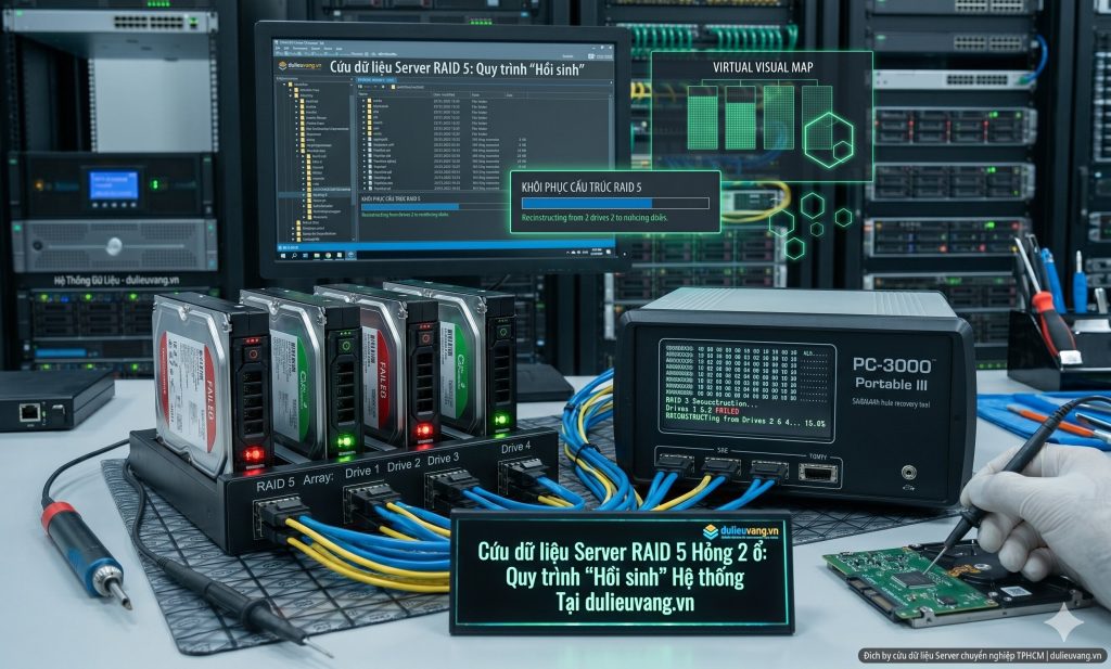 Cứu dữ liệu Server RAID 5 Hỏng 2 ổ: Quy trình “Hồi sinh” Hệ thống Tại dulieuvang.vn
